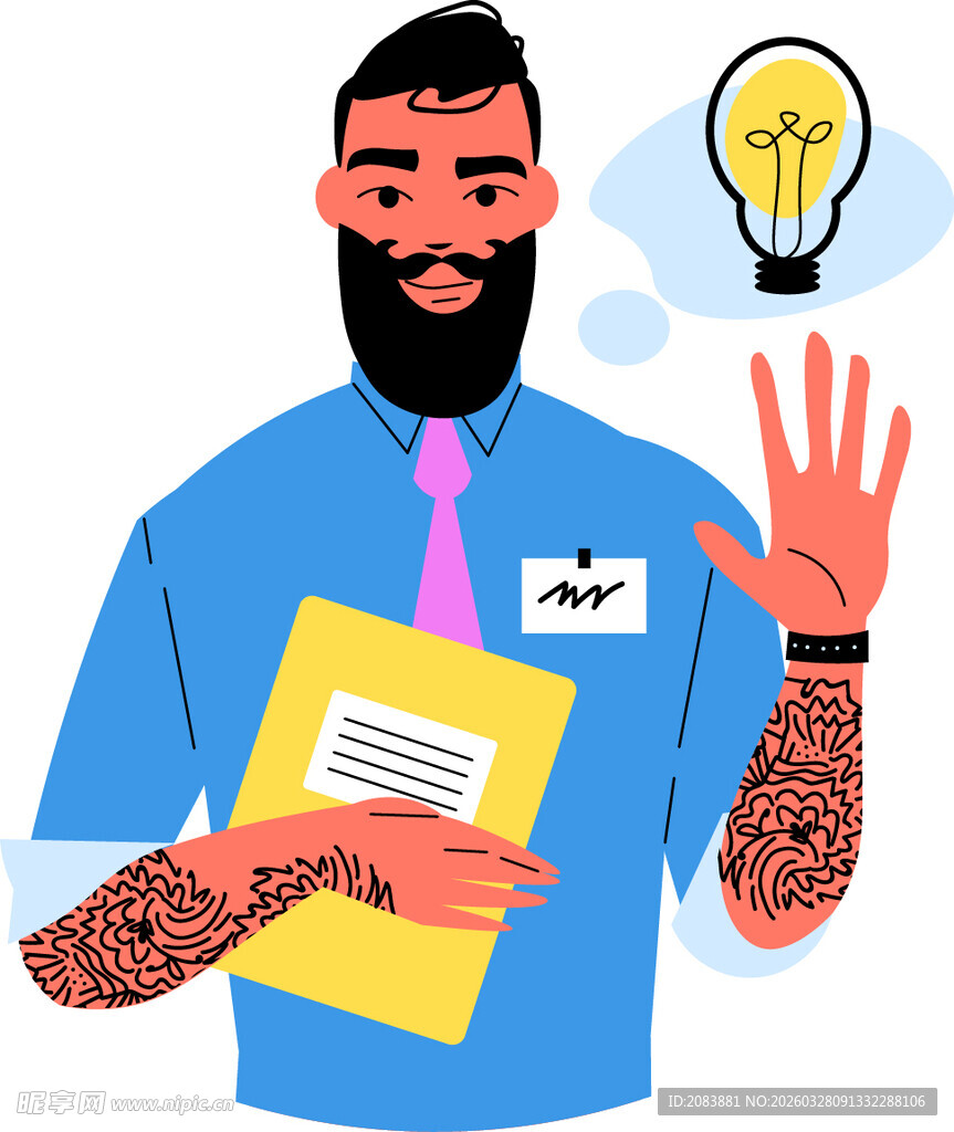 创意男士展示想法与文件