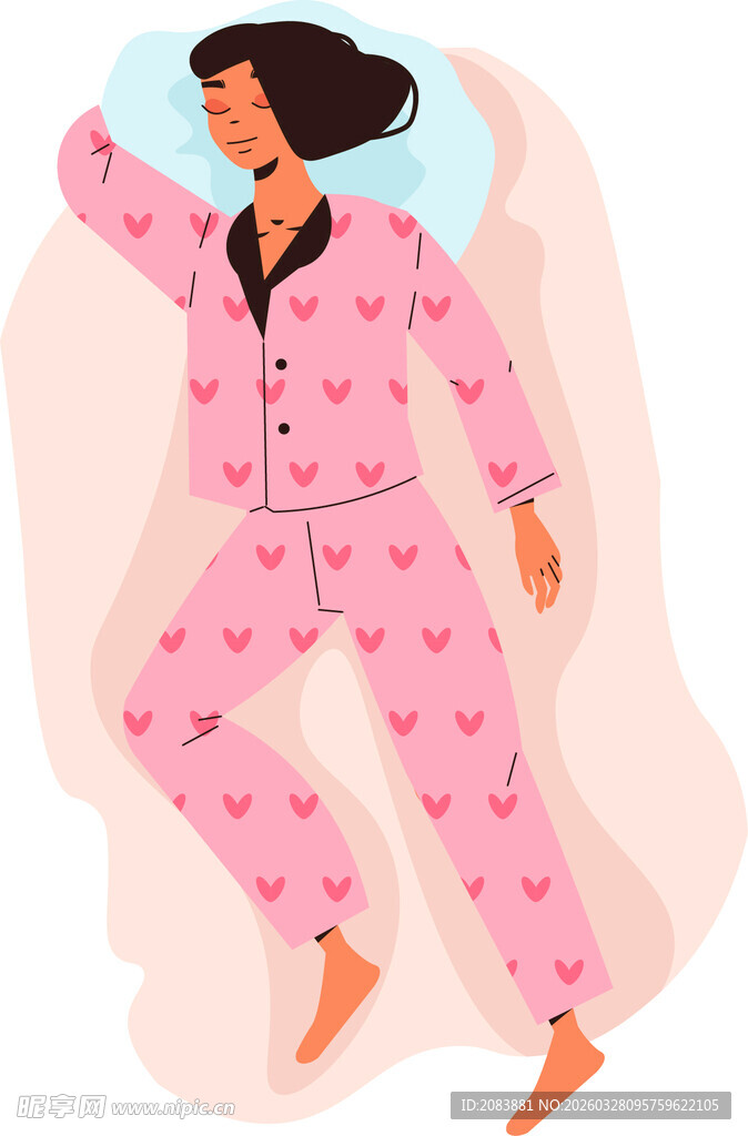 粉色睡衣女子舒适入眠
