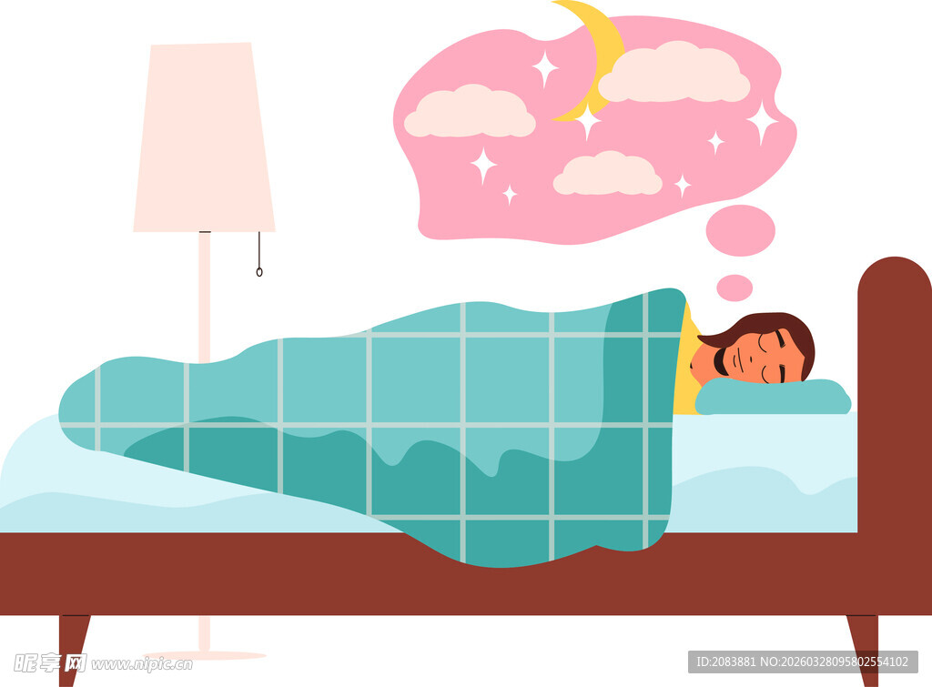 熟睡的人盖着格子被