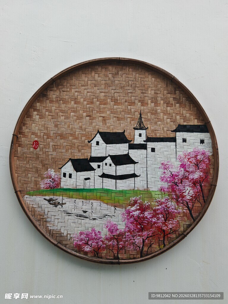 日式风景装饰盘 手绘墙画