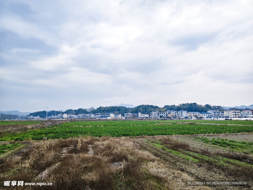乡村田野风光远景图