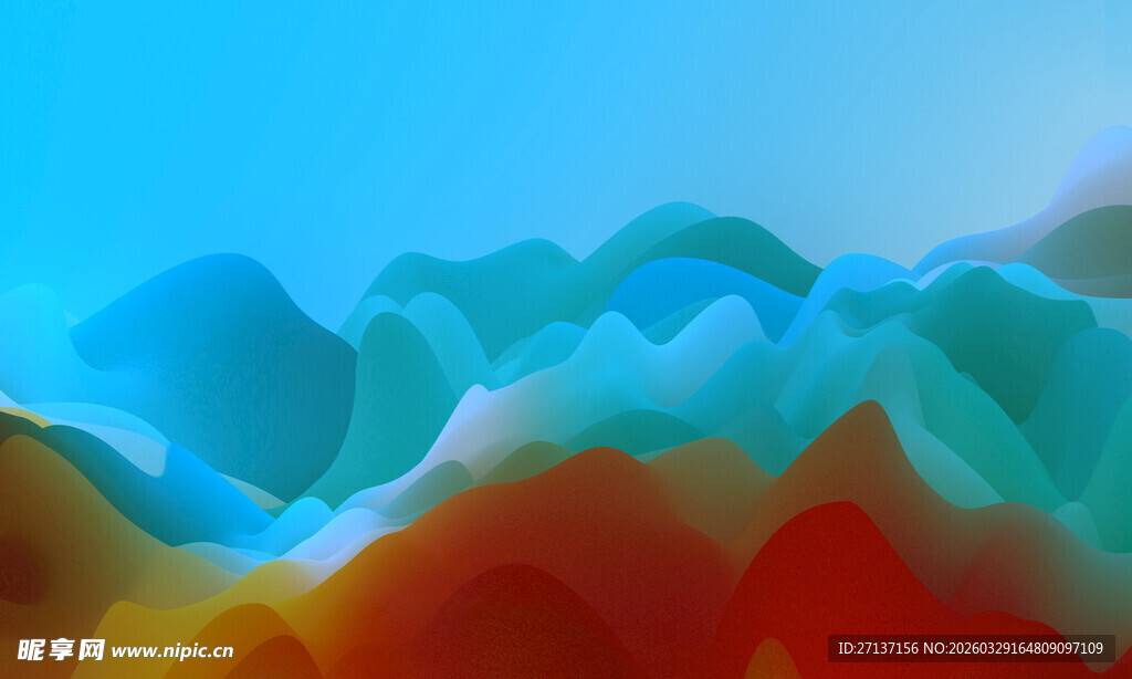 梦幻渐变山峦风景图