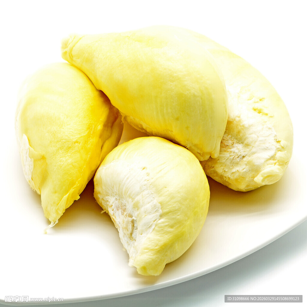 新鲜剥开的美味榴莲果肉