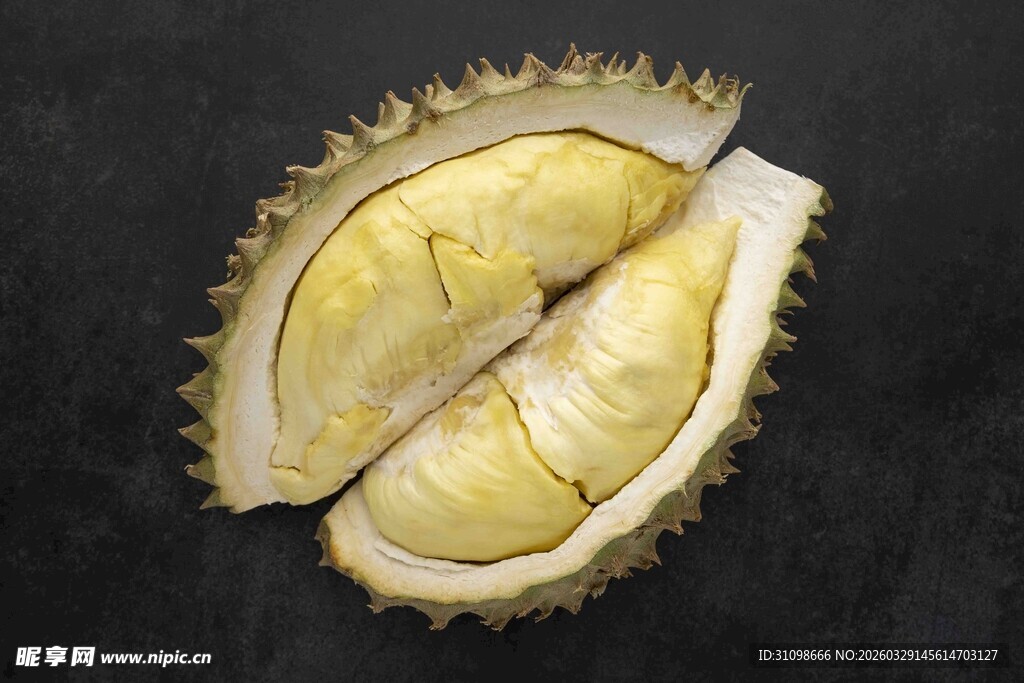 切开的榴莲果肉展示