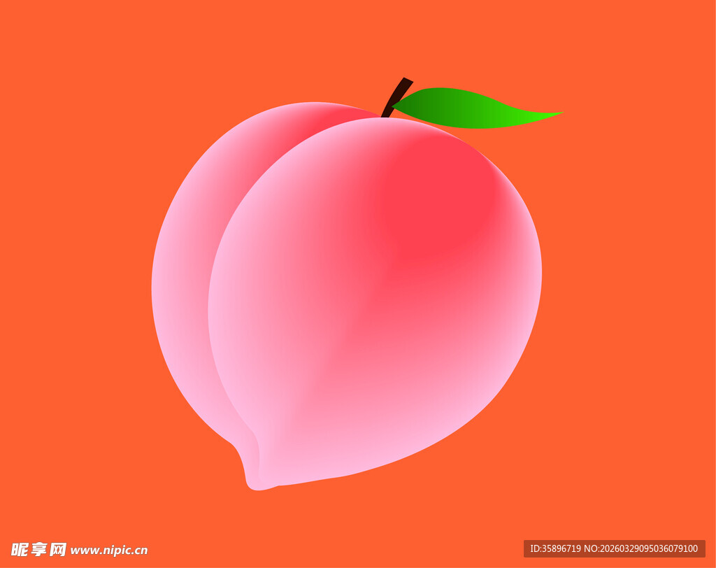 粉色鲜嫩水蜜桃插画