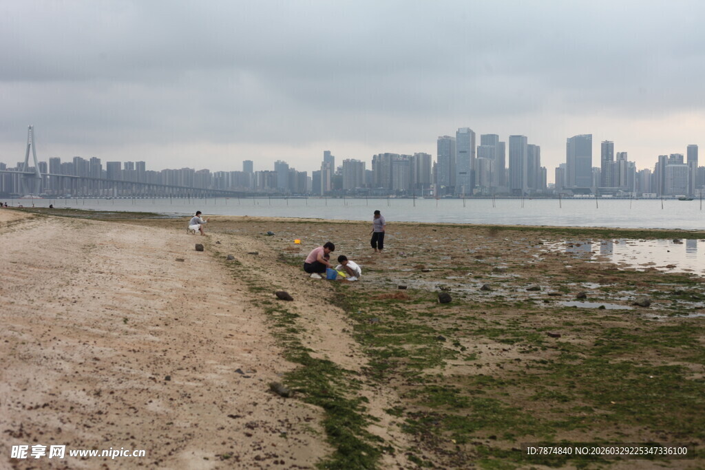 湛江江边漫步场景