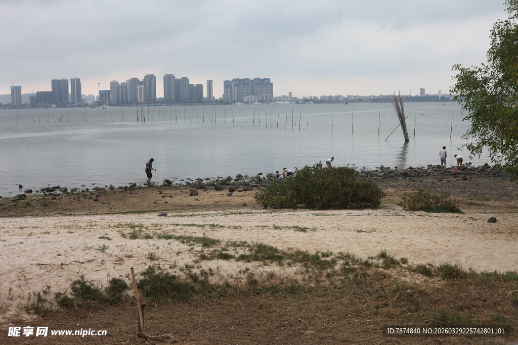 湛江湖畔城市风光 宁静景致