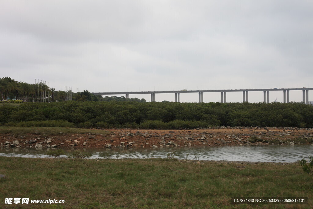 湛江田野上的高架桥景观
