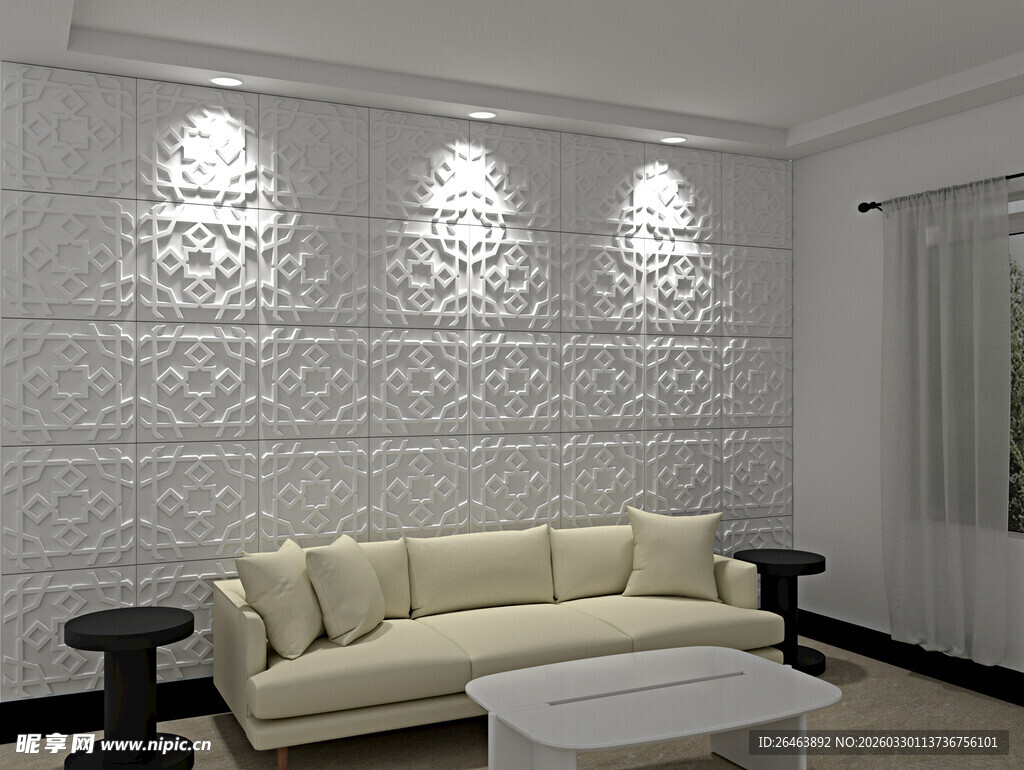 沙发背景墙 PVC3D墙板