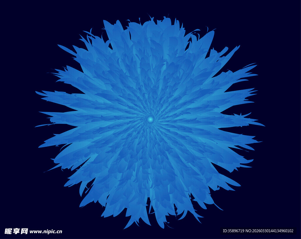 蓝色放射状花朵图案