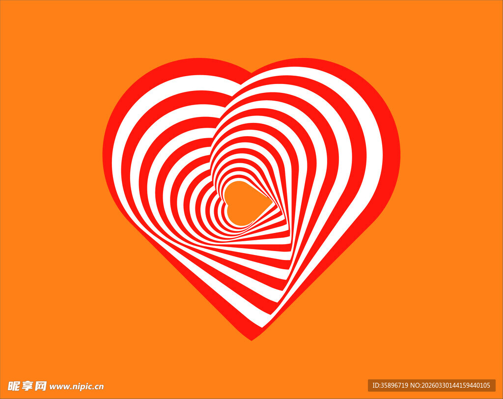 心形红白条纹独特图案