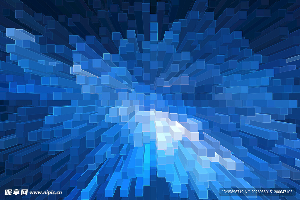 蓝色方块抽象科技背景图