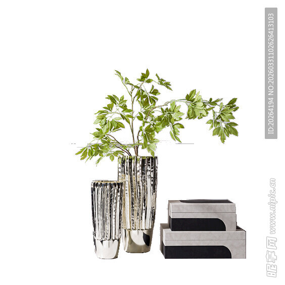 简约花瓶与绿植组合摆件