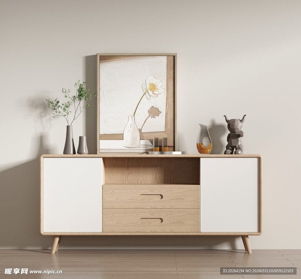 简约风白色储物柜配镜子