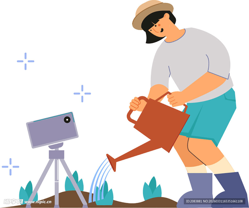 农民直播展示浇水日常