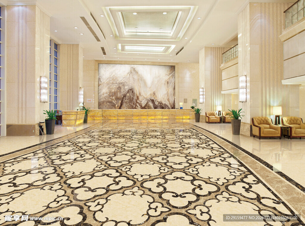 豪华大气的酒店大堂空间