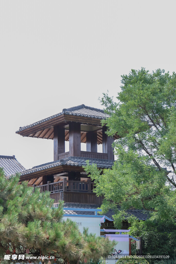 绿树环绕之景