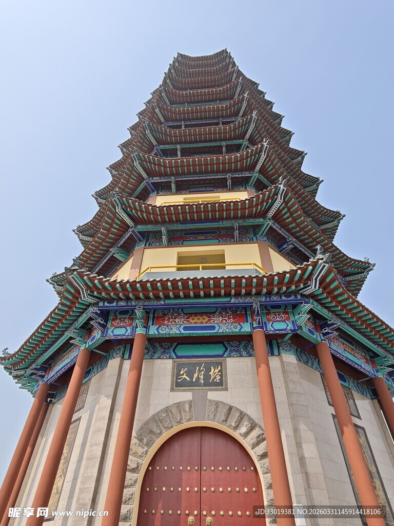 中式古塔建筑特写