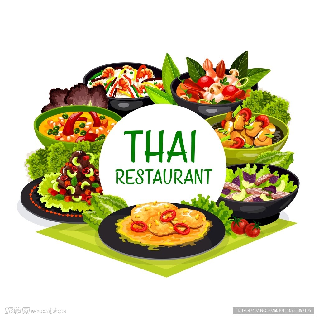 泰国餐厅美食拼盘展示