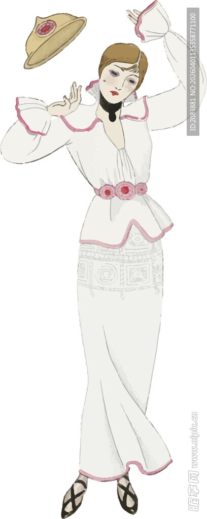 优雅民族风女子持帽起舞