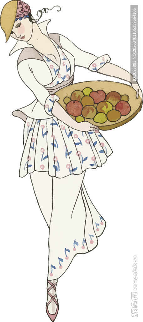 优雅女士端着一盘美食