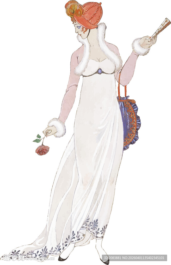 复古风长裙女士时尚插画