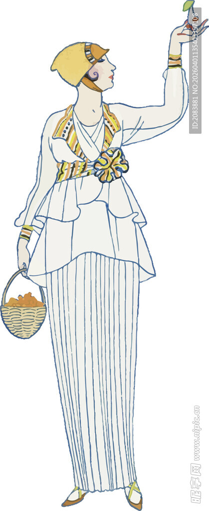 复古风女士优雅持花装扮