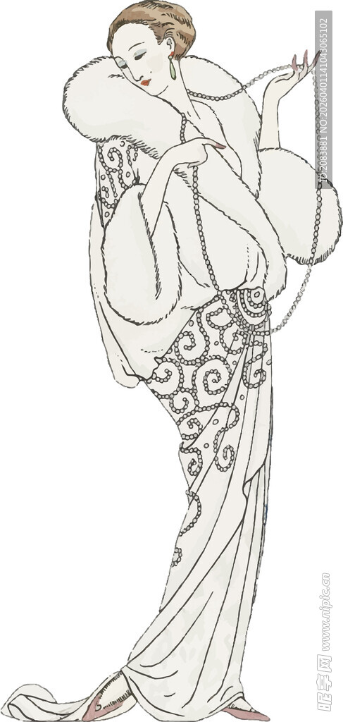 古典优雅女子服饰插画