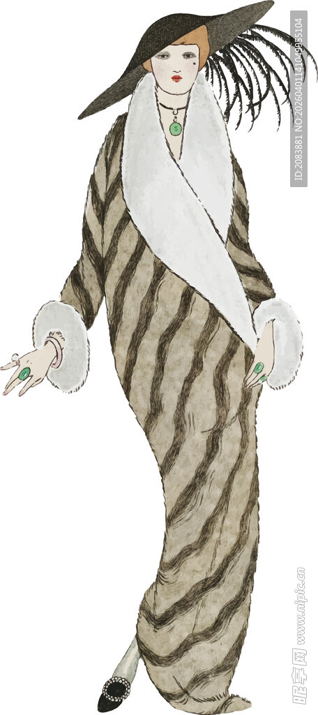 斑马纹时尚长裙模特展示