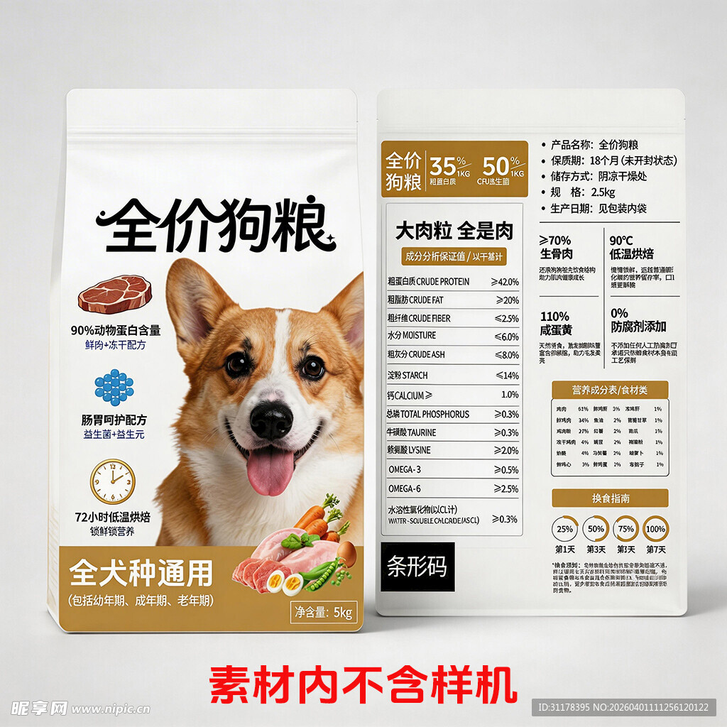 全价狗粮包装展示