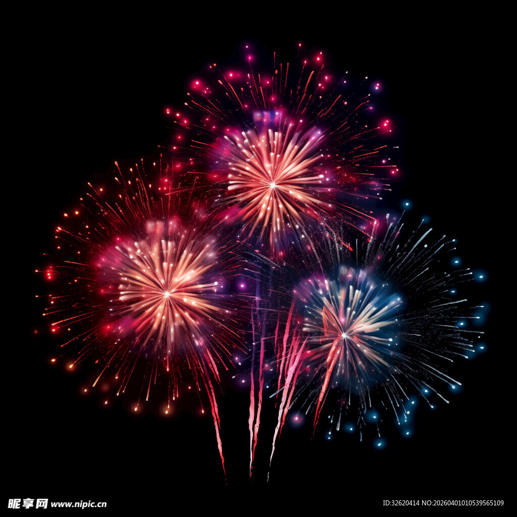 绚丽多彩烟花绽放夜空