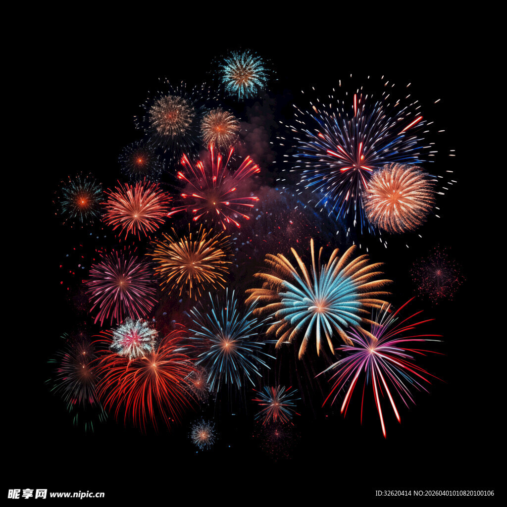 绚丽烟花绽放夜空