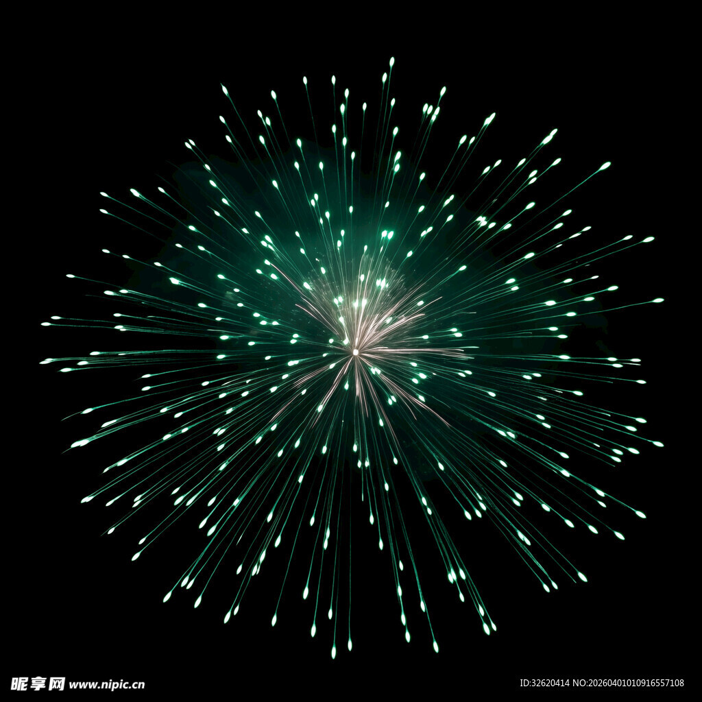 绿色烟花绽放夜空