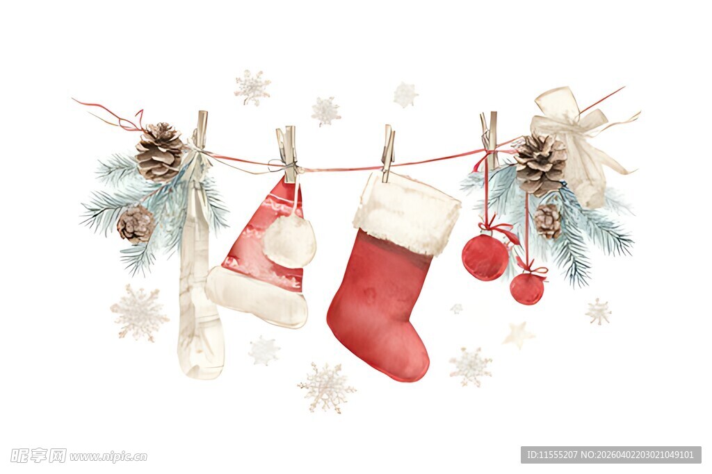 圣诞装饰袜子挂绳小景