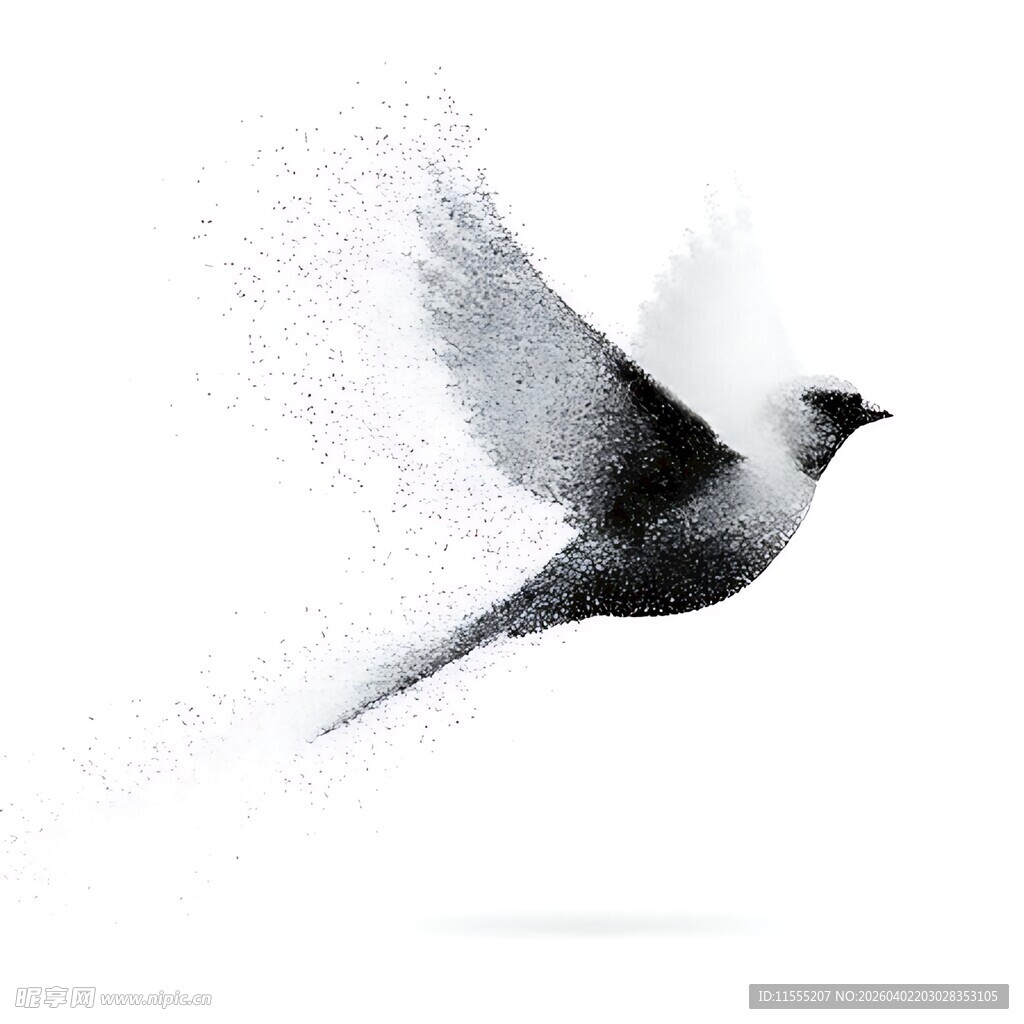 飞鸟展翅墨韵灵动瞬间