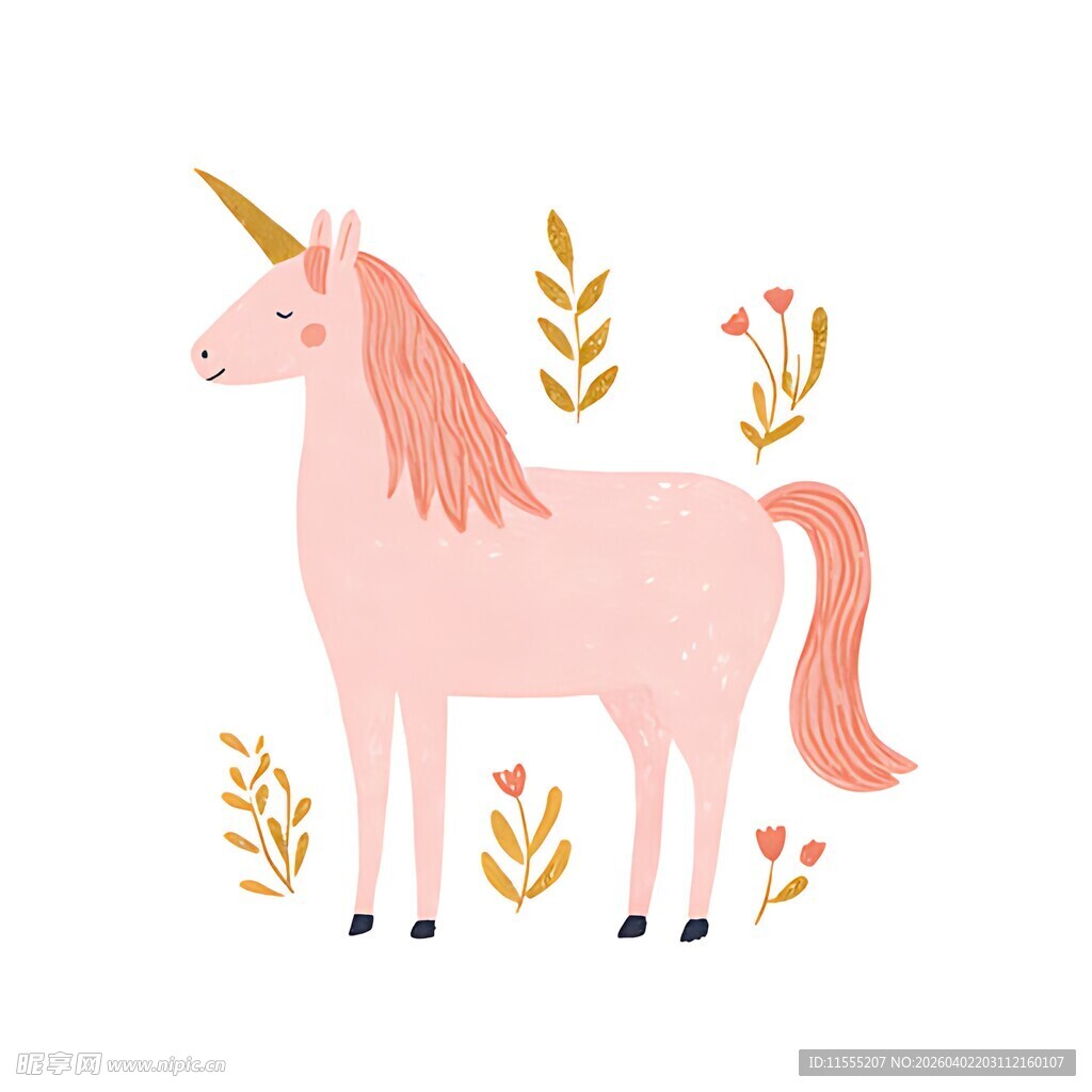 可爱粉色独角兽插画