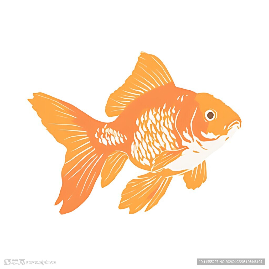 可爱橙色金鱼插画