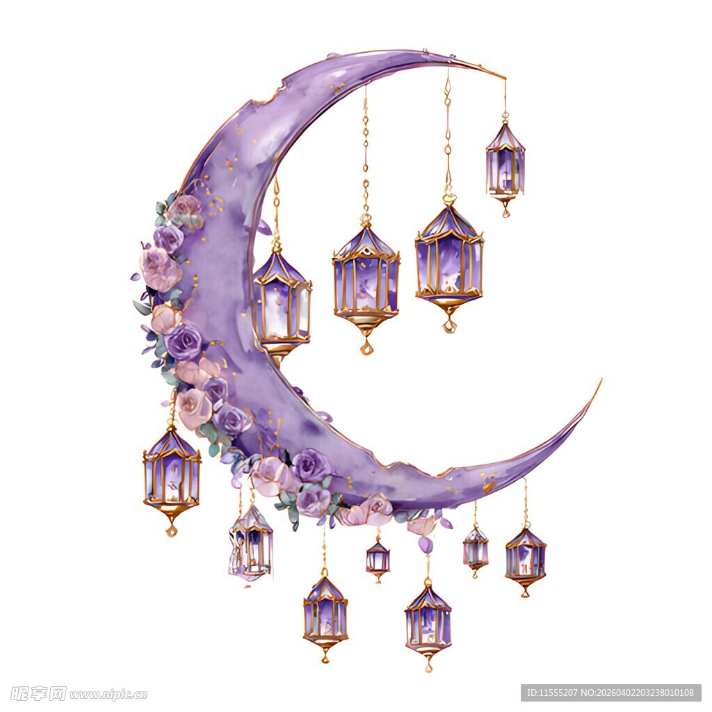 梦幻紫色月亮挂饰灯笼