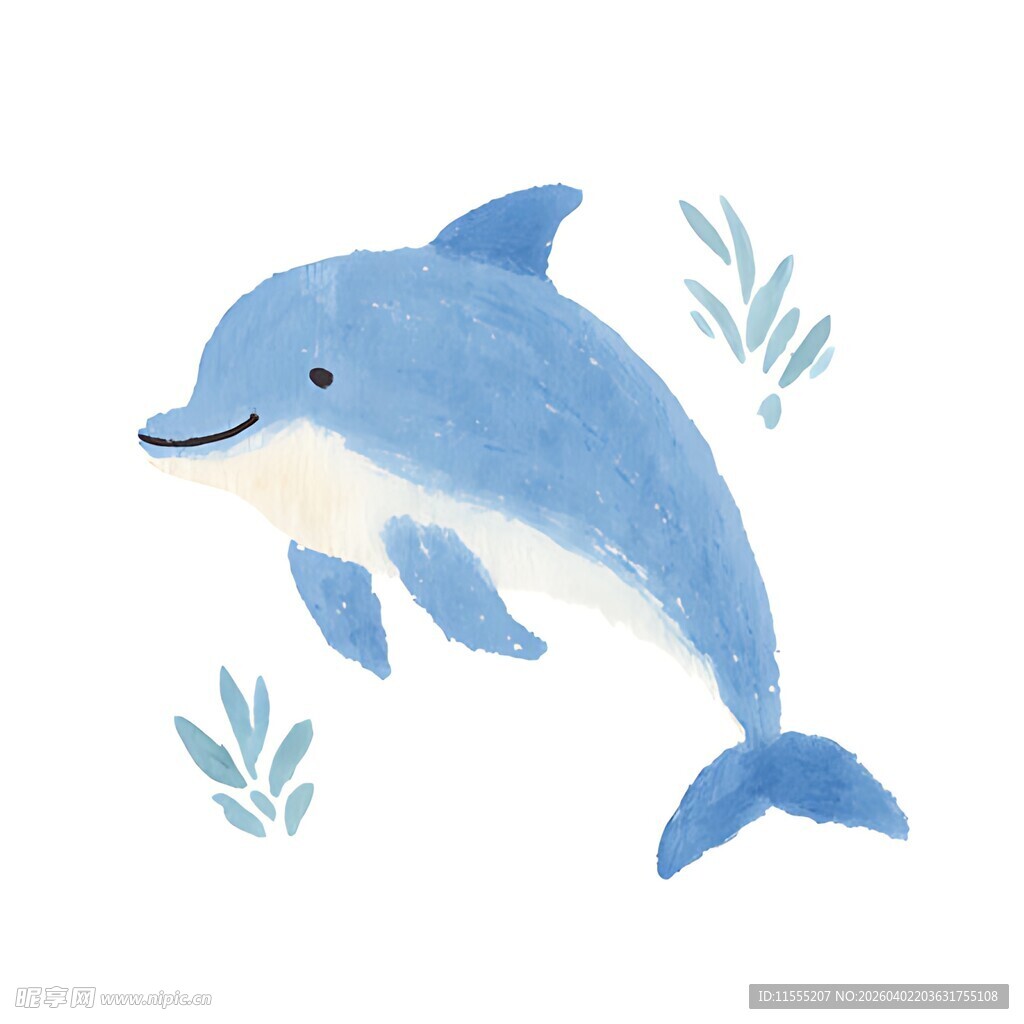 可爱蓝色海豚插画