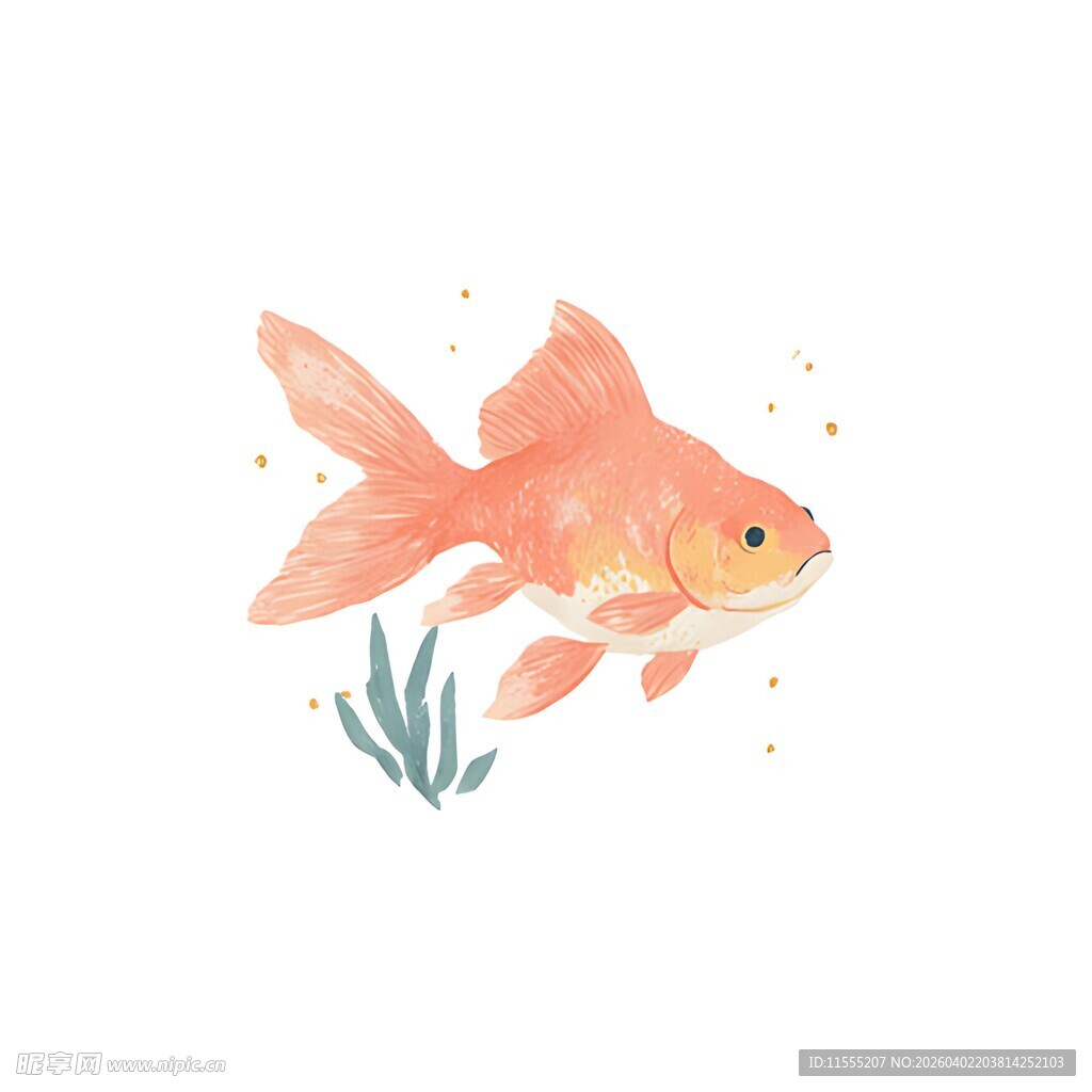 手绘可爱金鱼插画