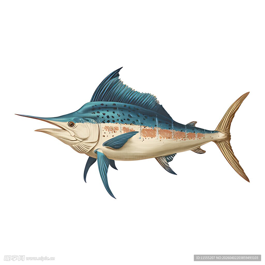 蓝色条纹马林鱼插画