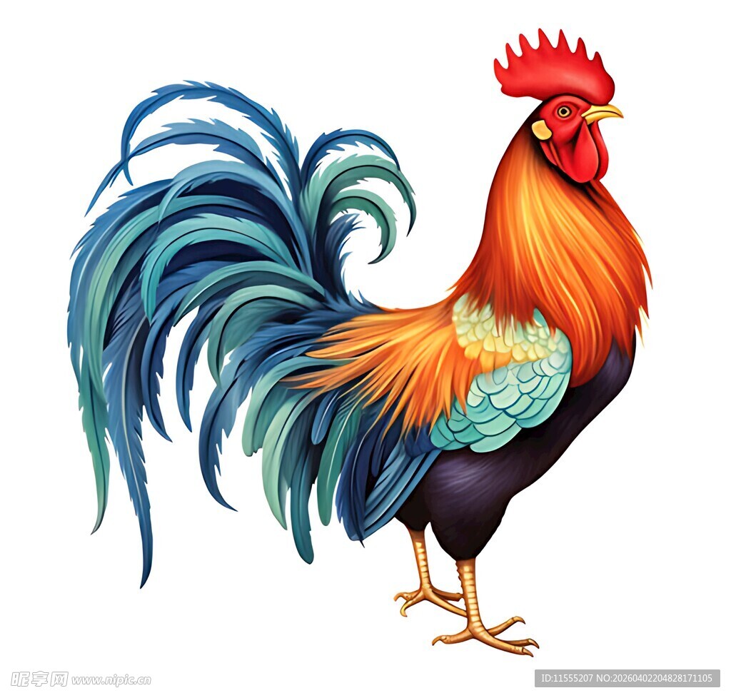 彩色公鸡插画