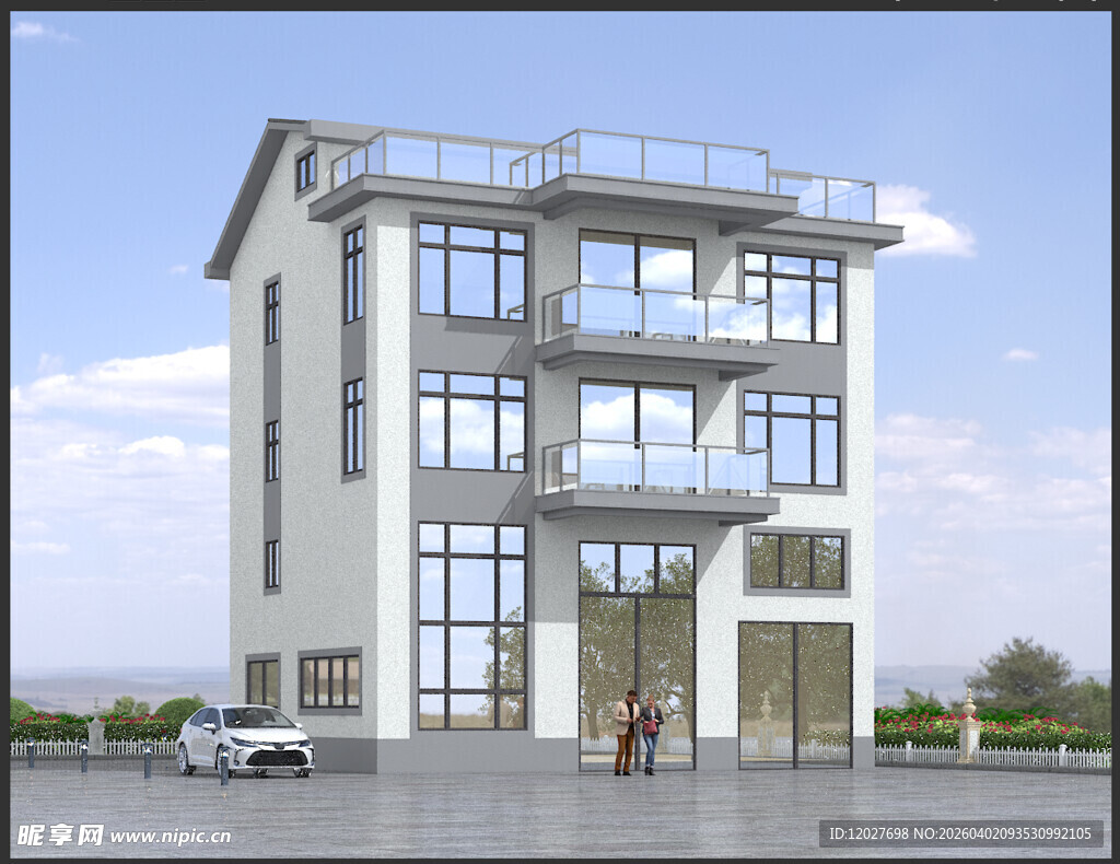 现代风格三层别墅外观设计