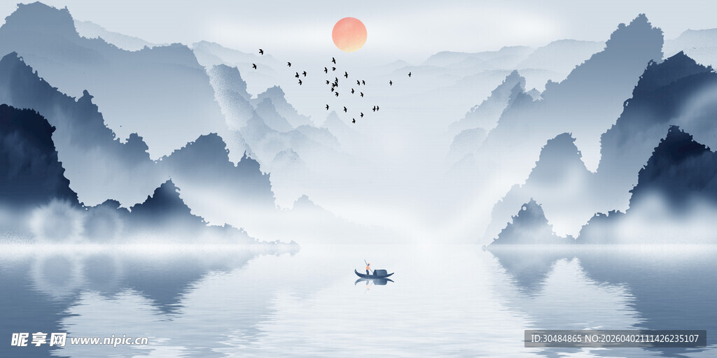 中式山水背景