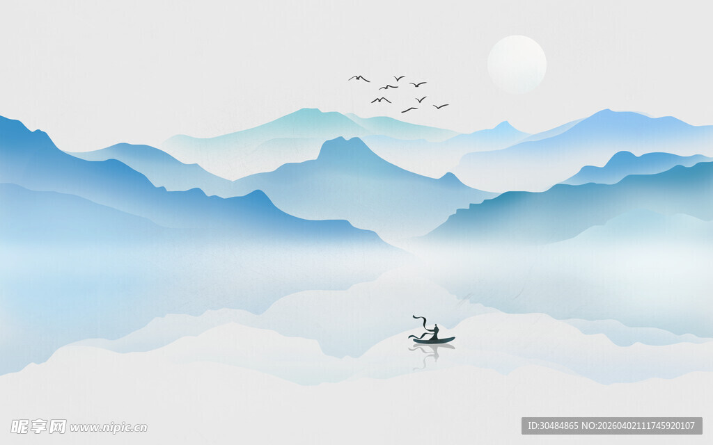 禅意山水背景