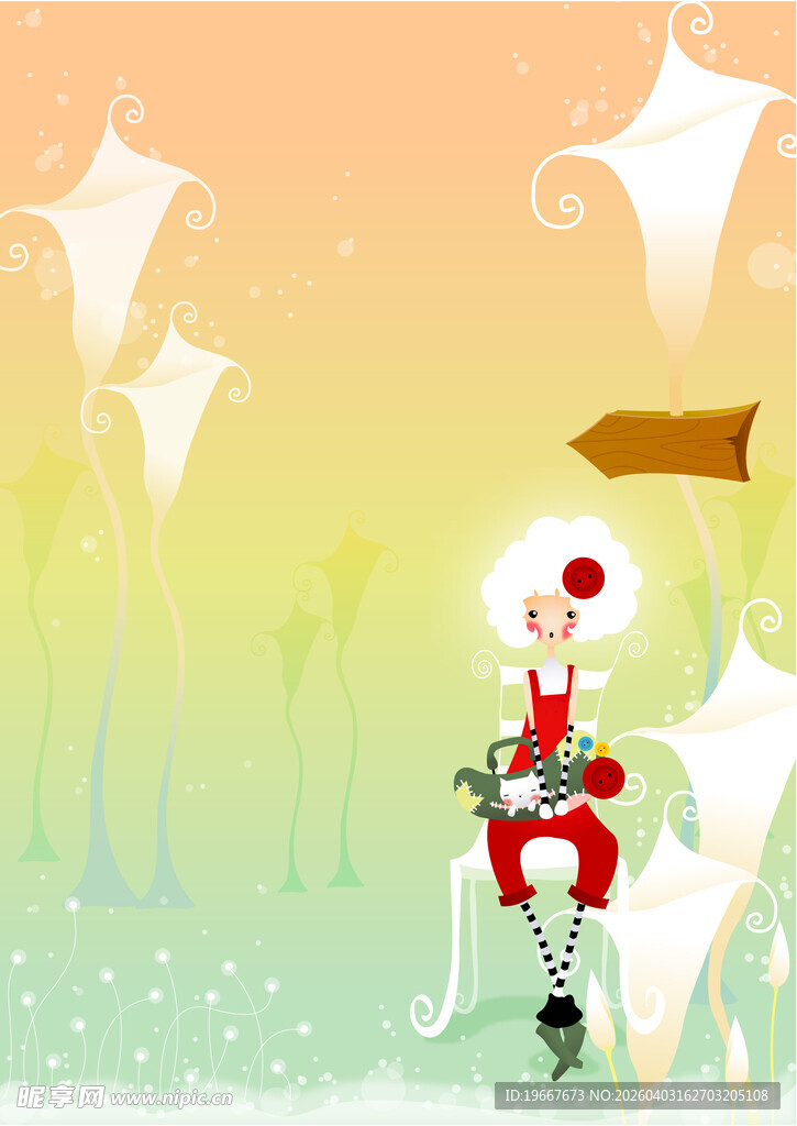 童话风女孩骑独轮车场景