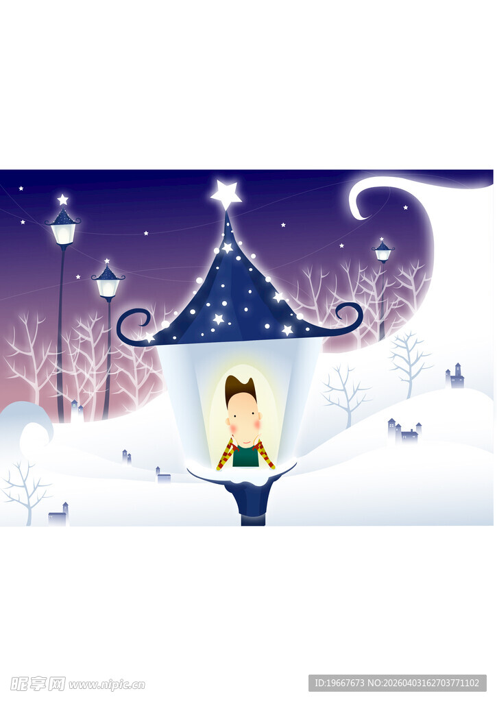 雪夜中的梦幻小屋与女孩