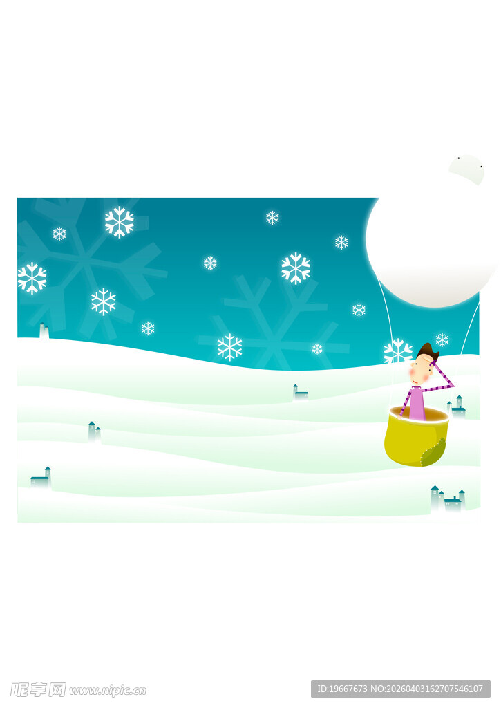 雪地中玩耍的小女孩