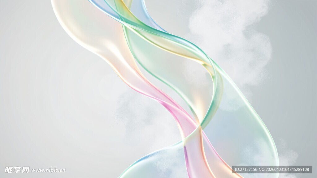 梦幻彩色飘带抽象背景图
