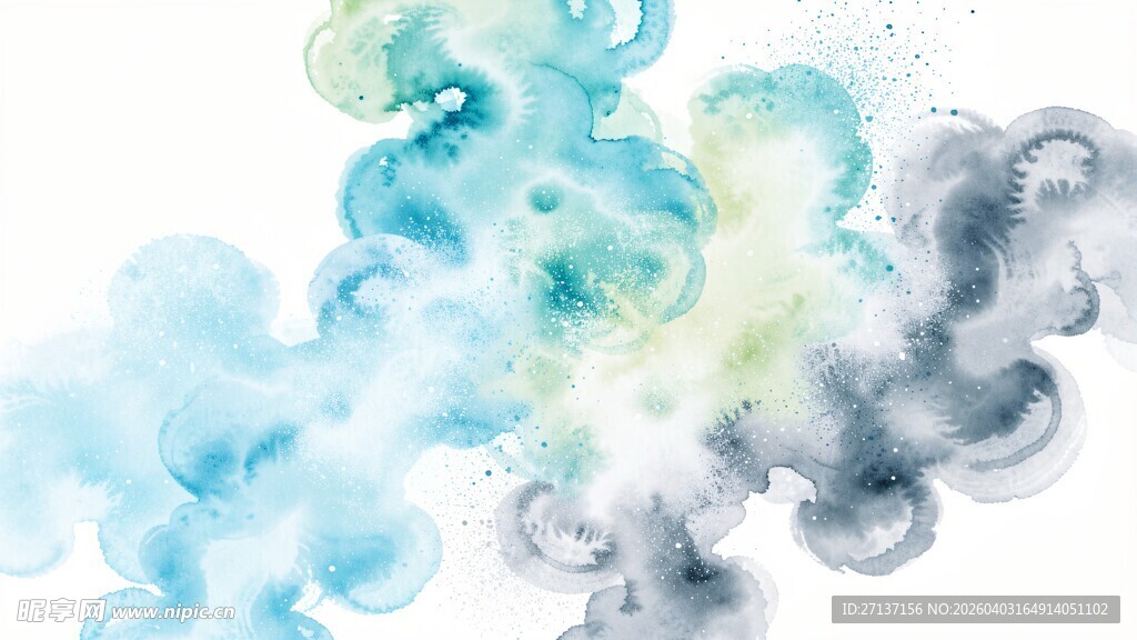 梦幻蓝白色烟雾背景图